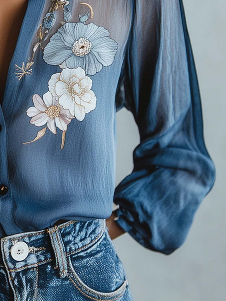 Lightweight women's floral boho blouse, a comfortable and chic top for everyday wear.