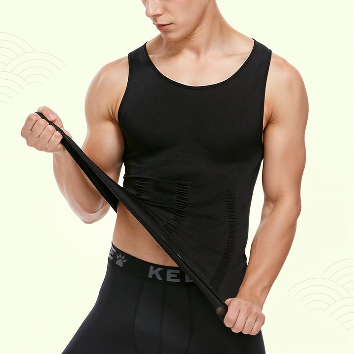 Men's slimming compression undershirt for a toned physique & flatter stomach.