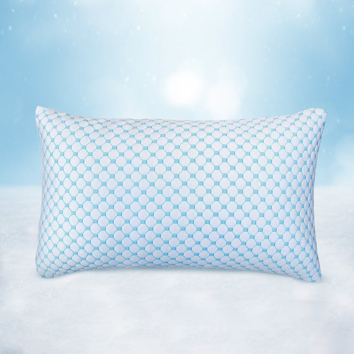 Unisex cooling gel pillow for restful sleep, ideal for hot sleepers & back pain relief.