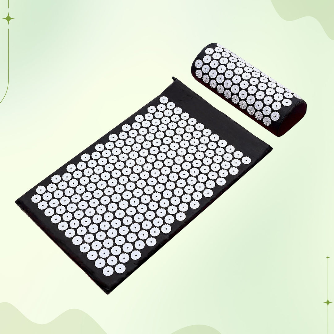 Acupressure Mat & Pillow to ease muscle tension, improve circulation & promote daily back health.
