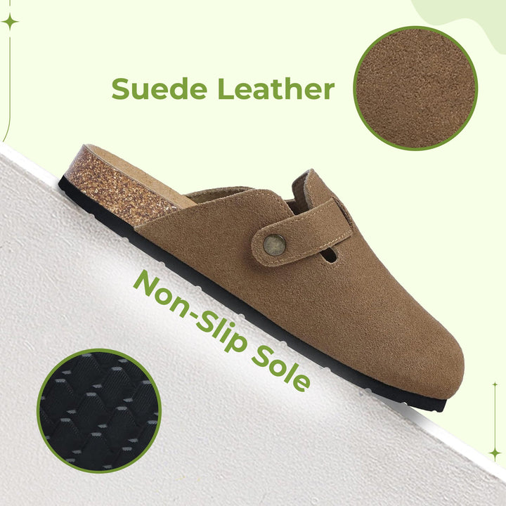 Ergonomic women's cork clogs featuring superior arch support and a durable sole.