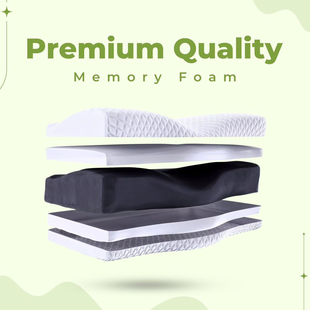 Unisex design cervical pillow for sleep support, alleviating neck & shoulder pain.