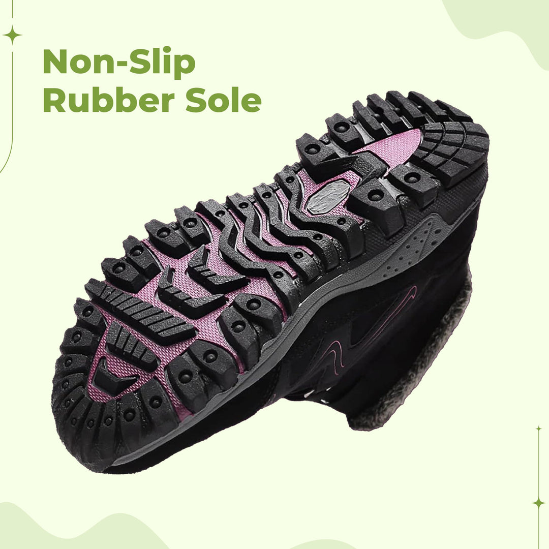 Red women's cozy winter shoes, supportive for everyday outdoor trekking.