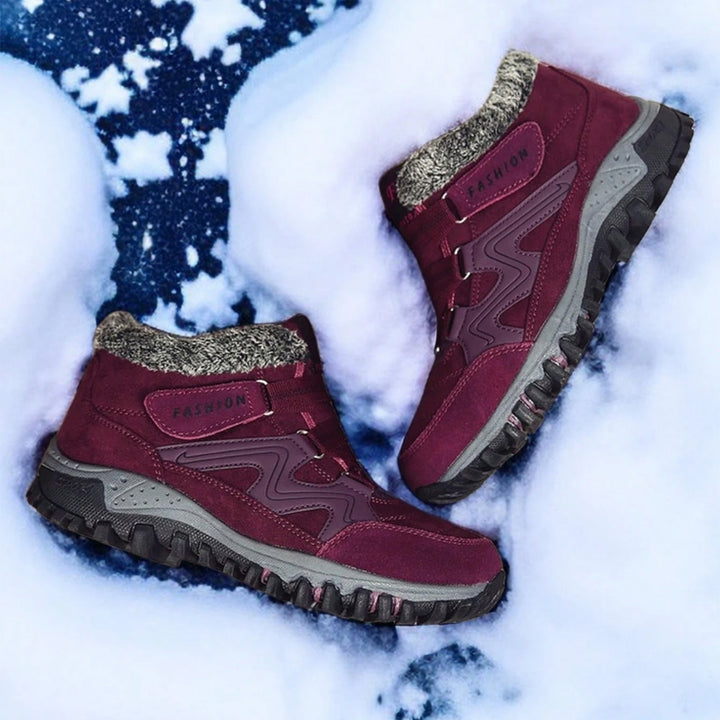 Warm women's comfort shoes for winter, offering cozy support for outdoor adventures.