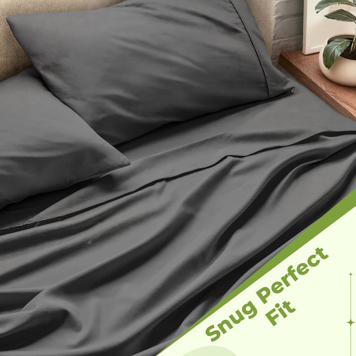 Elegant luxury sheet set in ultra-soft microfiber. Enhance your bedroom decor with premium bedding.
