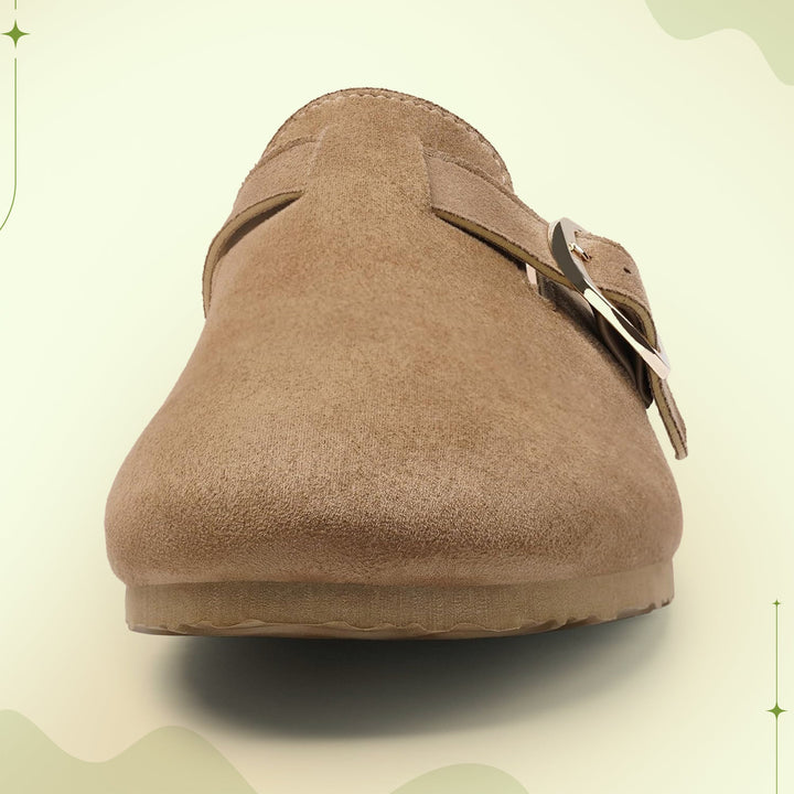 Elegant women's cork clogs, perfect comfort shoes with a sophisticated casual appeal.