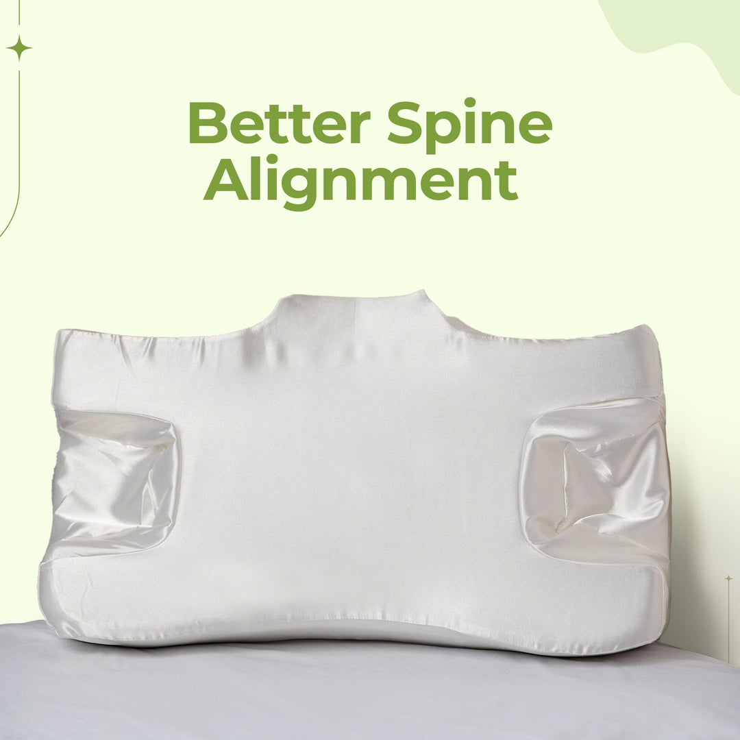 Luxurious satin pillowcase on a beauty pillow, protecting hair from frizz & reducing facial wrinkles.