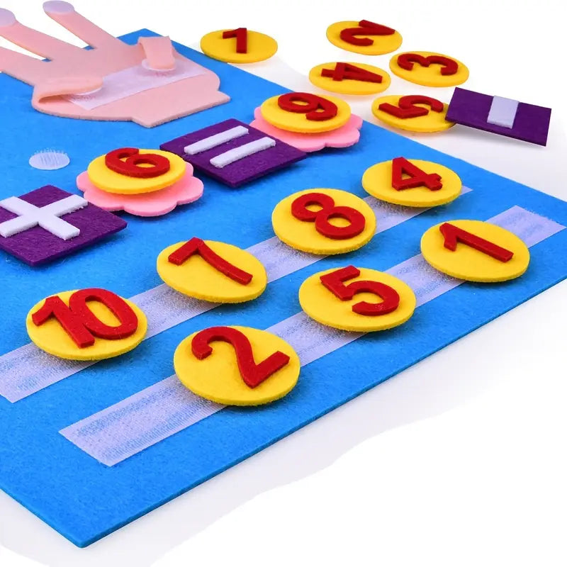 Soft felt counting game for toddlers & preschoolers, building foundational numeracy and motor skills playfully.