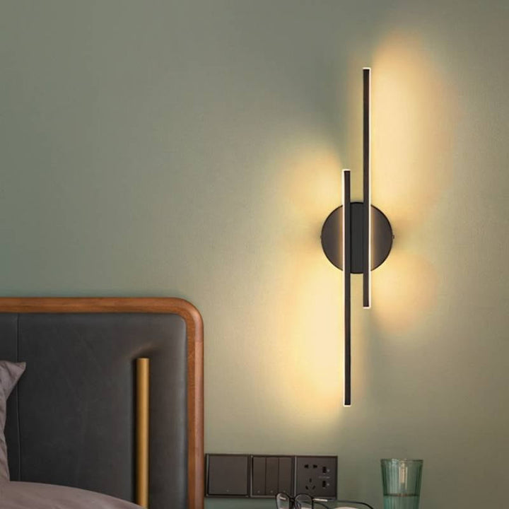 Modern LED Bar & Disc wall sconce. Dimmable ambient lighting for contemporary home decor.