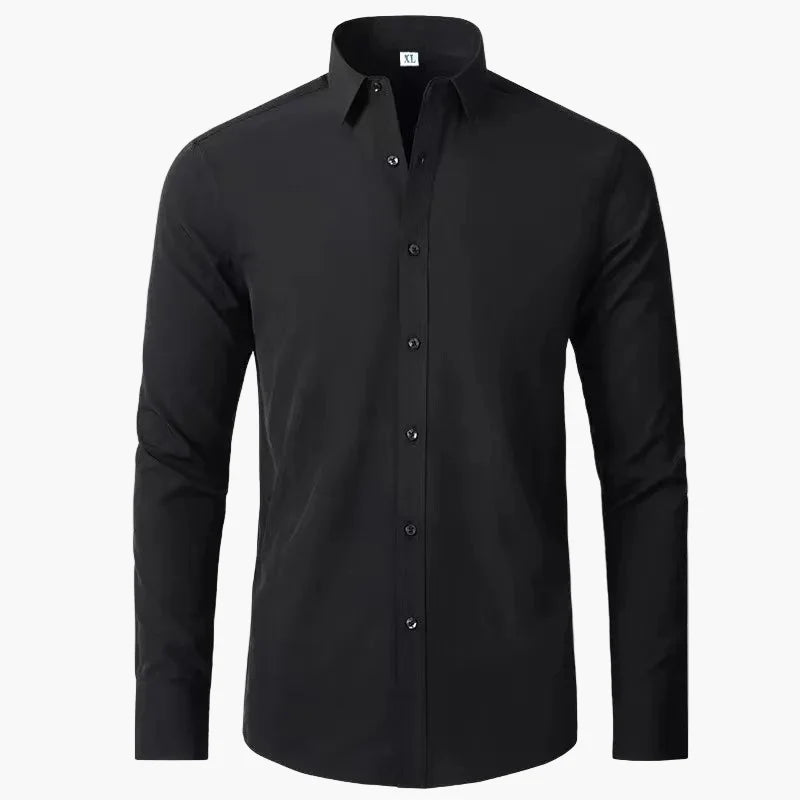 Men's purple long sleeve button-down dress shirt. Ideal for business casual, office, or formal events. Classic men's fashion.