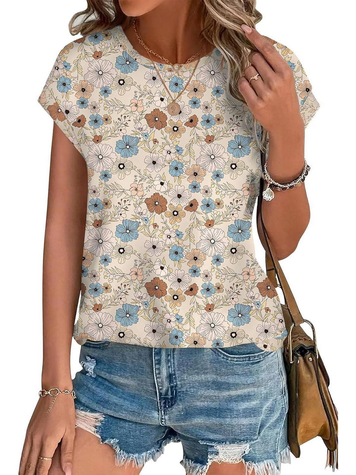 Lightweight short sleeve women's floral shirt, ideal for casual occasions.