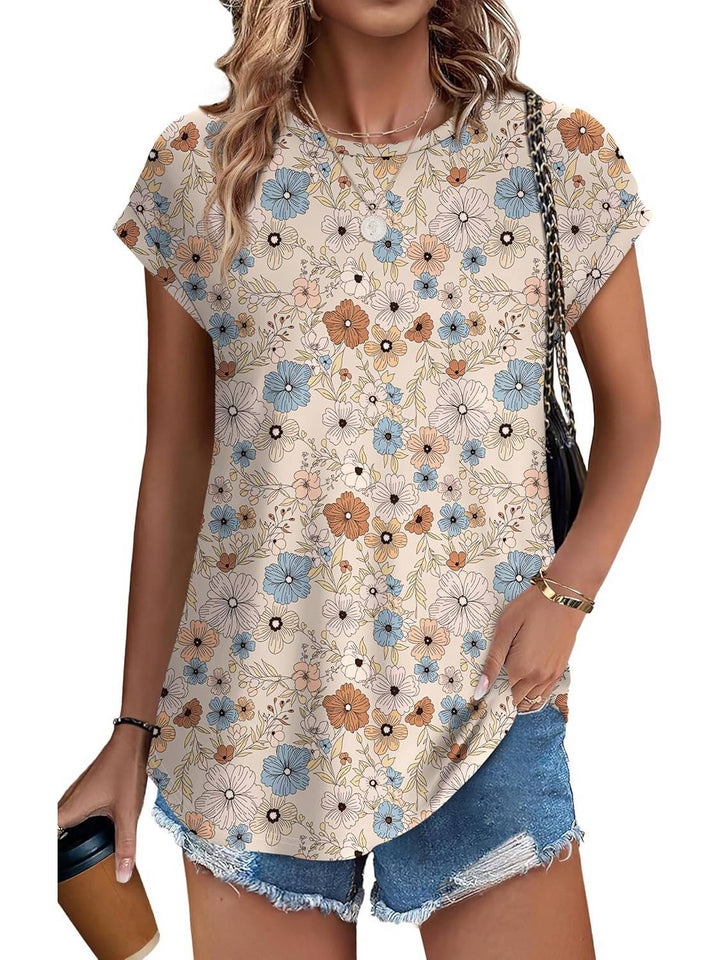 Printed women's top with delicate floral design, great for everyday wear.