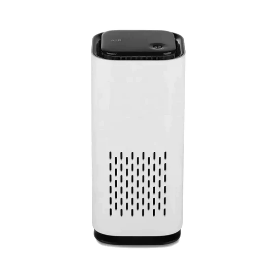 Efficient black pet air purifier, a compact home air filter for fresh air, odor, and dander control.