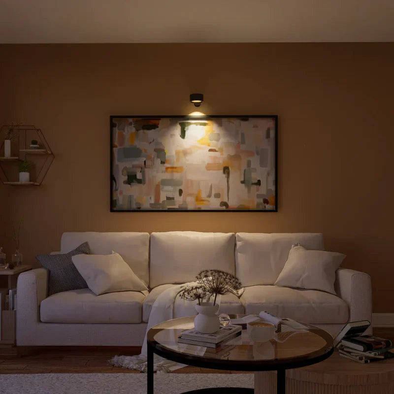 Dimmable cordless wall lamp, LED with 360° rotation, convenient for hallways & stairs.
