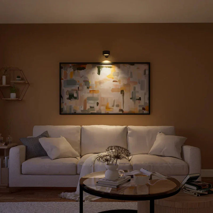 Dimmable cordless wall lamp, LED with 360° rotation, convenient for hallways & stairs.