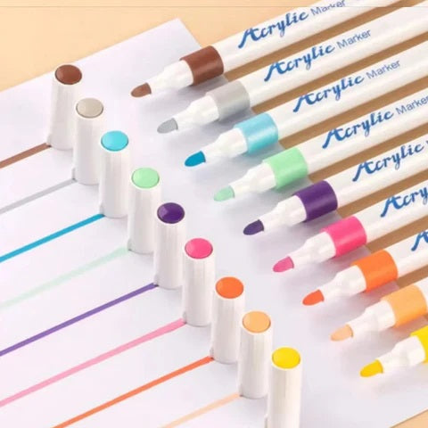 Acrylic paint pens create vibrant art on wood, rock, glass & more. Ideal multi-surface markers for DIY crafts.