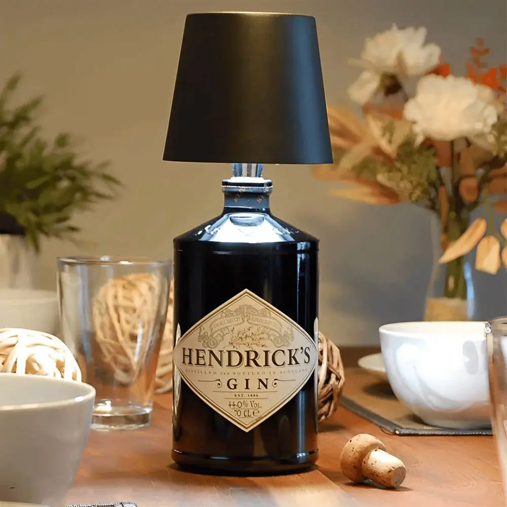 Upcycled decor: LED bottle cap light for glass, creating mood lighting without cords.