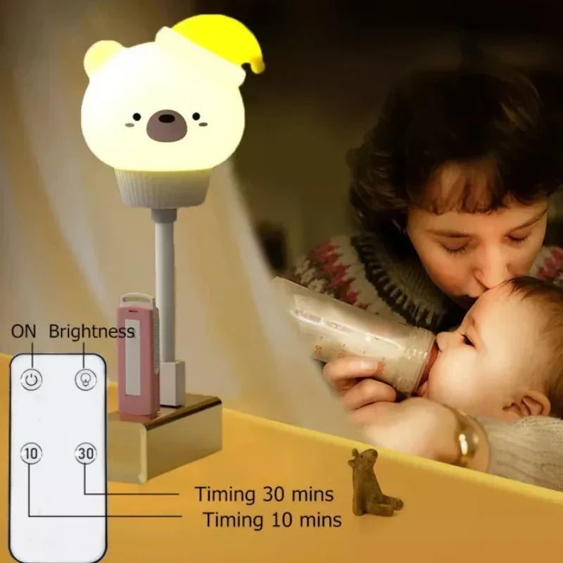 Whimsical animal night light, soft LED lamp bringing a gentle glow to kids' and nursery bedrooms.
