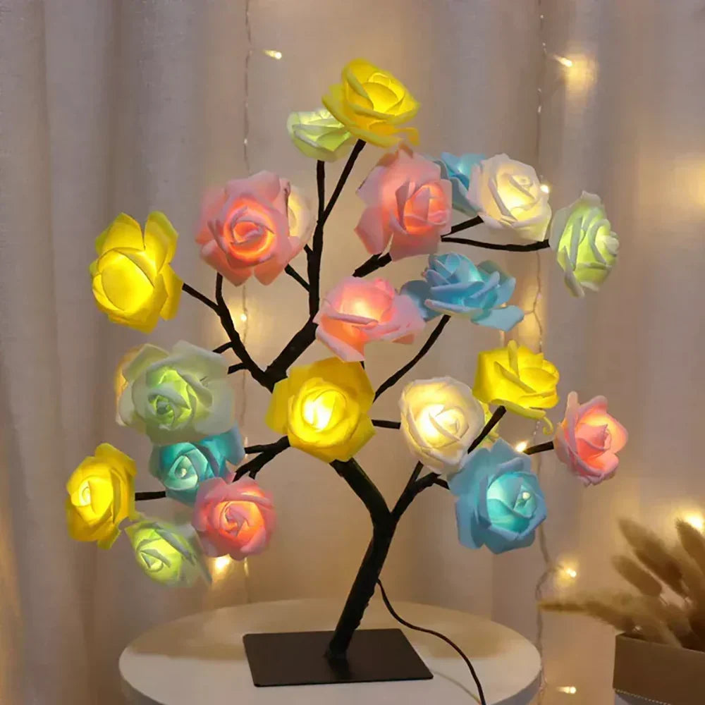 Rose blossom bonsai tree lamp, LED light for a cozy ambiance.