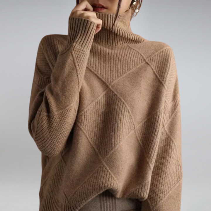 Warm & cozy women's knitted turtleneck sweater. Ideal winterwear for elegant, comfortable style.