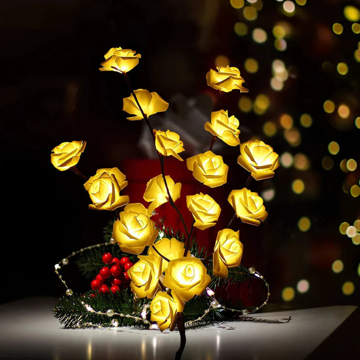 Floral LED branches, warm white glow, perfect for serene home decor & mood setting.