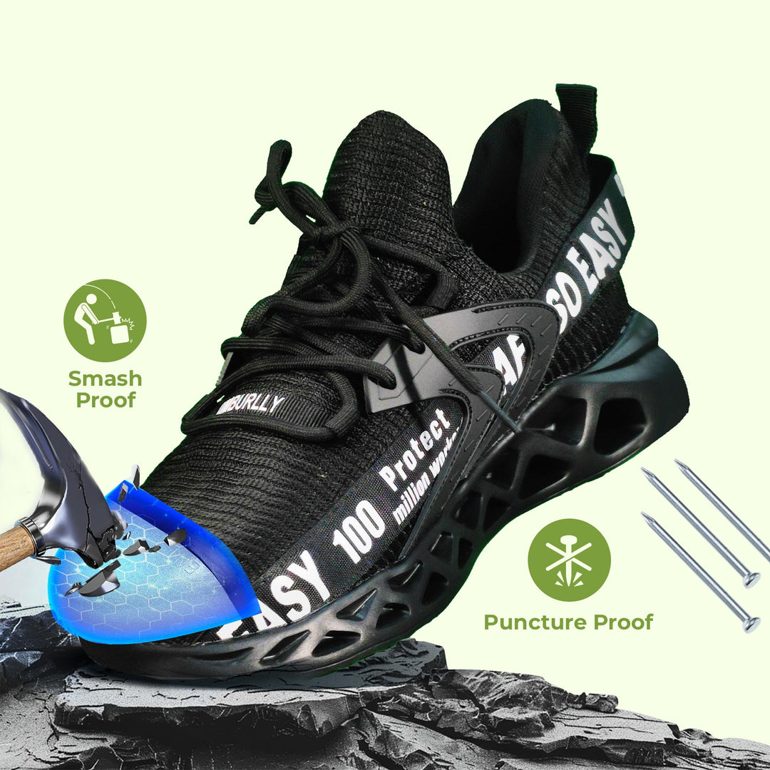 Comfortable, protective, lightweight steel toe safety shoes for extended shifts.