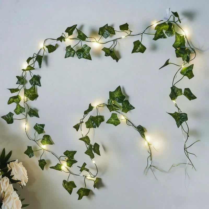 Nvroome warm white LED leaf string lights, enhancing ambiance for weddings, parties, & holidays.