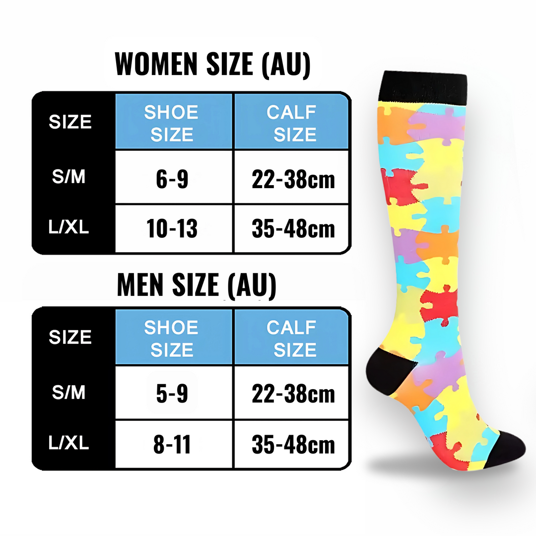 Versatile unisex checker pattern compression socks for men & women, offering all-day comfort and leg support.
