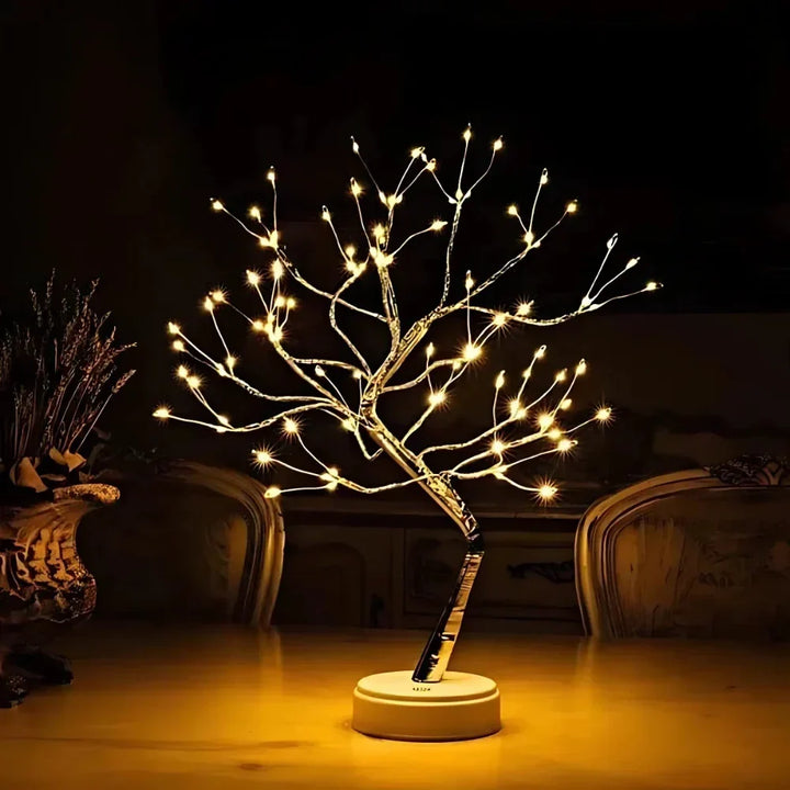 Enchanting Fairy Light Tree Lamp, an LED Bonsai Table Decor with warm white ambient lighting for home.