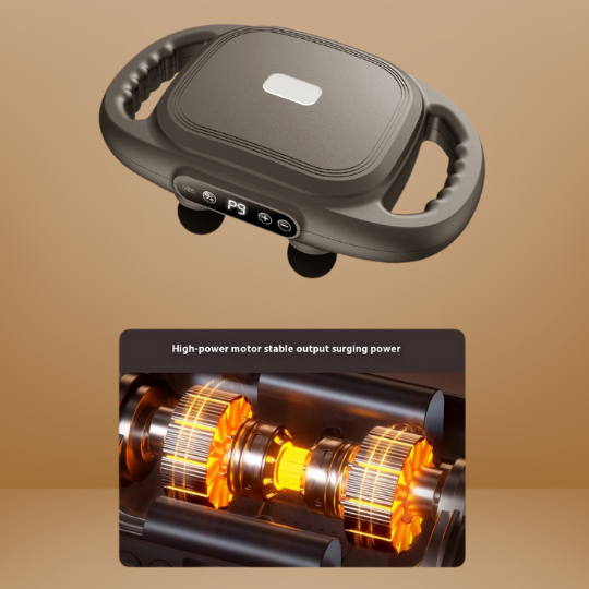 Pain relief percussion massager, 6 attachments, for home use & gym recovery.