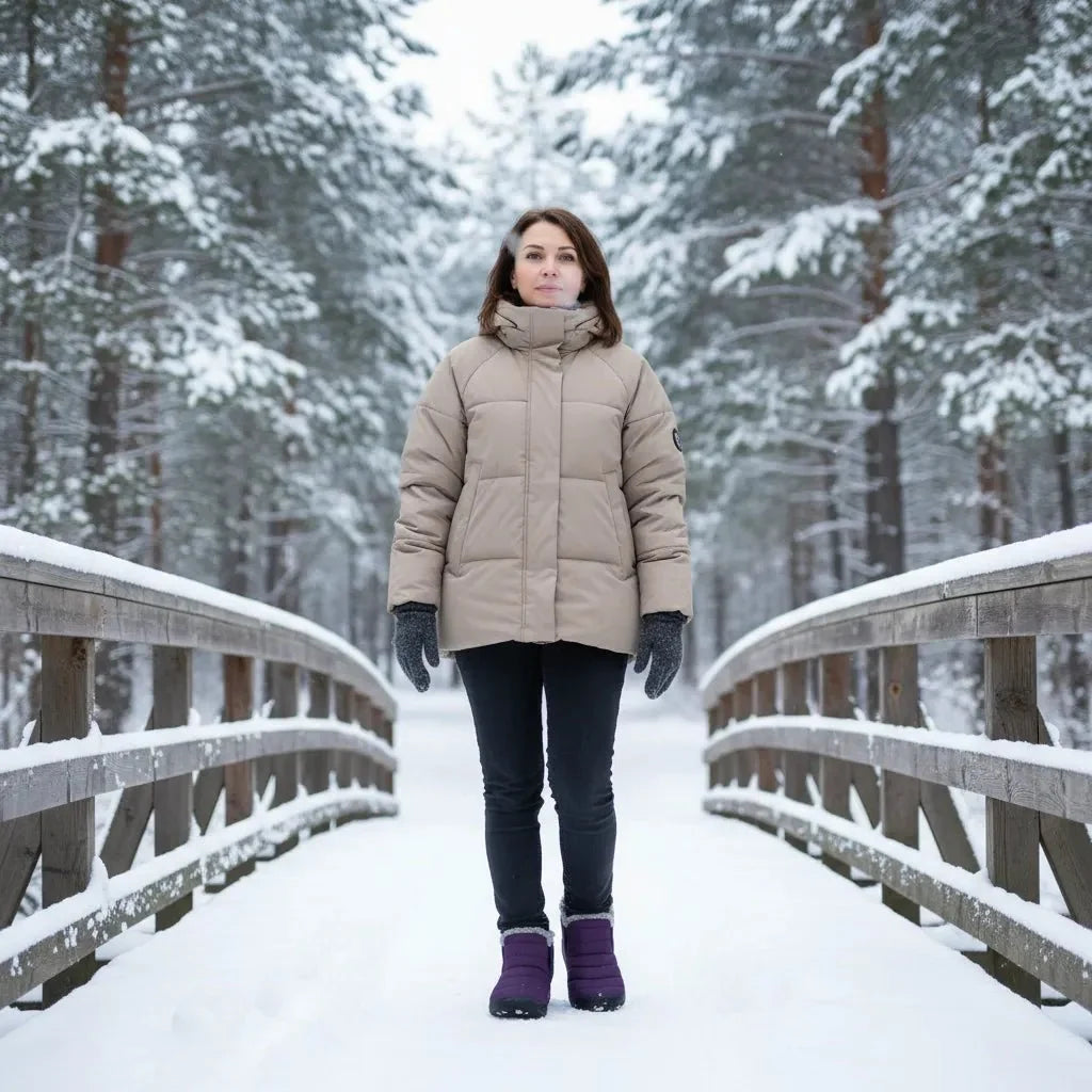 Warm, waterproof women's snow boots with anti-slip soles, perfect for winter comfort & security.