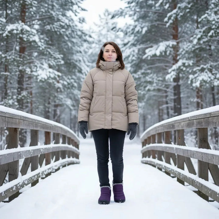 Warm, waterproof women's snow boots with anti-slip soles, perfect for winter comfort & security.