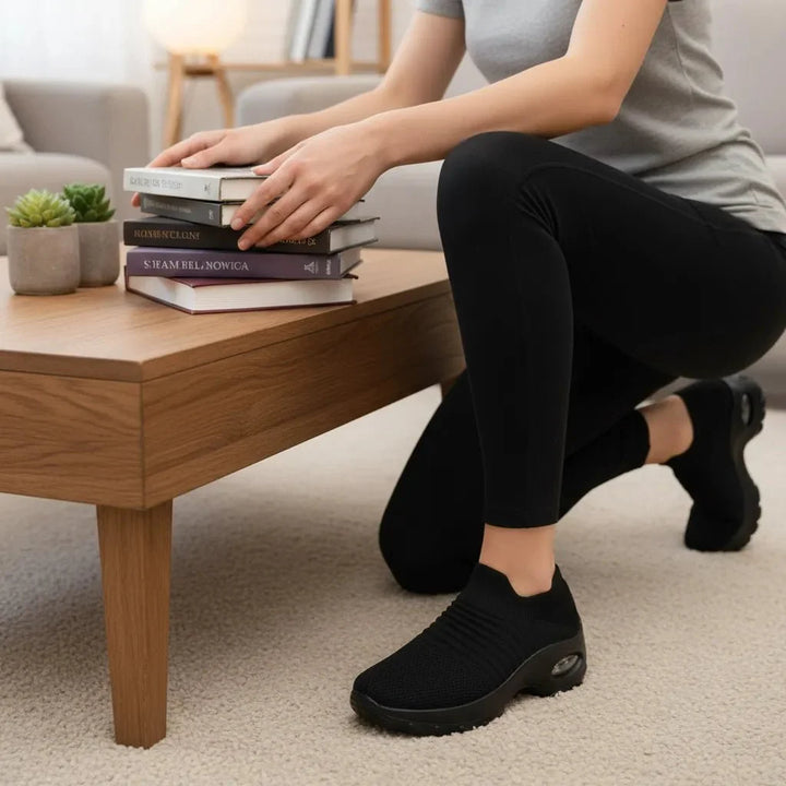 All-day comfort with Grey women's slip-on sneakers. Features arch support, perfect for casual walks.