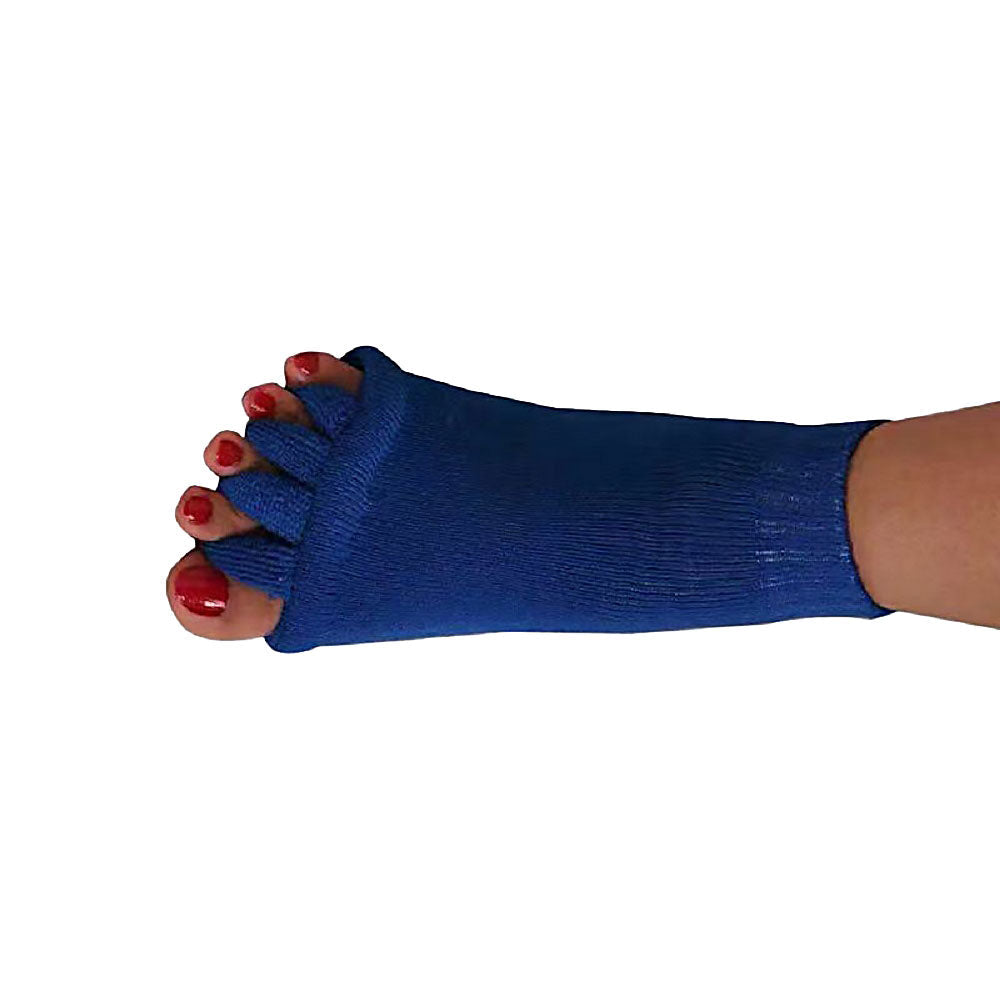 Therapeutic toe separator socks for bunion & hammer toe support.