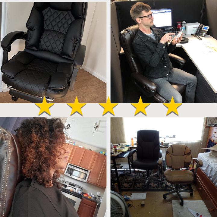 Elegant executive leather office chair in a sophisticated home office setting, ideal for productivity.