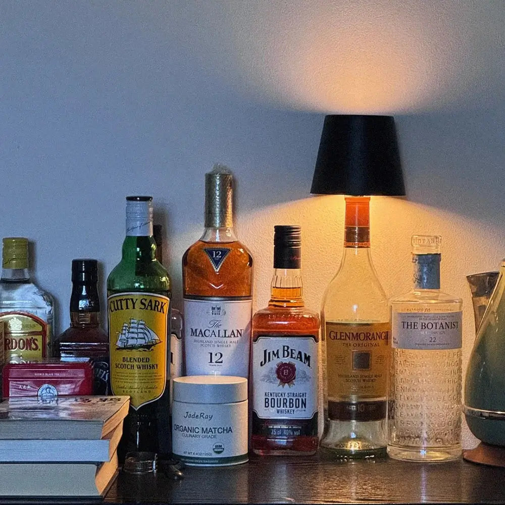 USB rechargeable LED light cap, designed for upcycling glass bottles into elegant lamps.