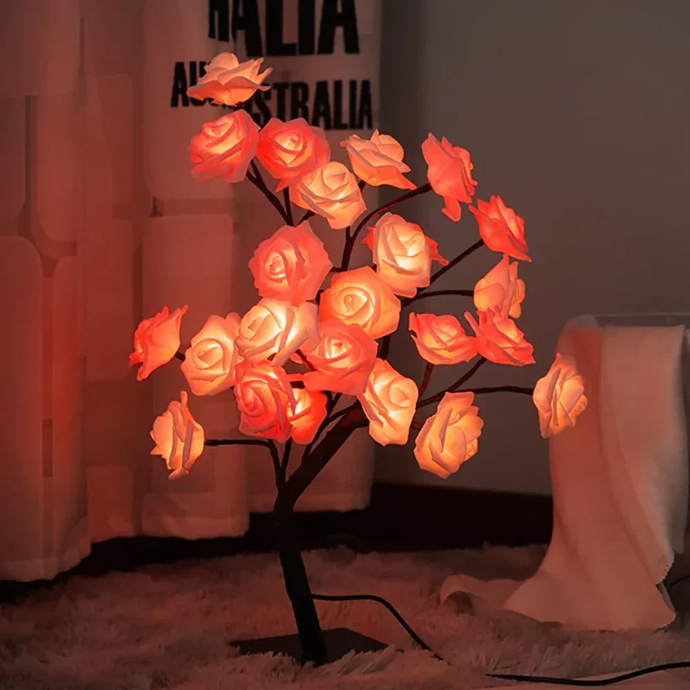 Elegant LED rose blossom lamp, bringing ambient light to any room.