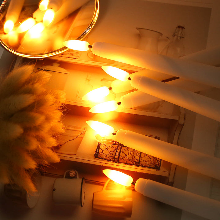 Long-lasting battery-operated LED taper candles, flameless design with a user-friendly remote and timer.