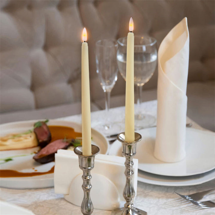 Indoor lighting solution: battery-operated flameless LED taper candles with convenient remote control.