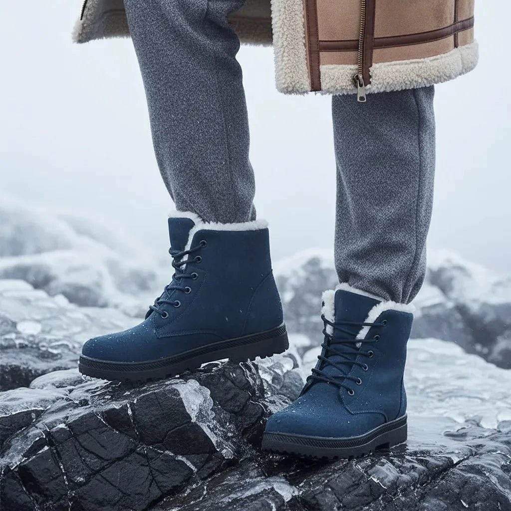 Warm women's brown winter boots, perfect for snowy outdoor adventures & fashion.