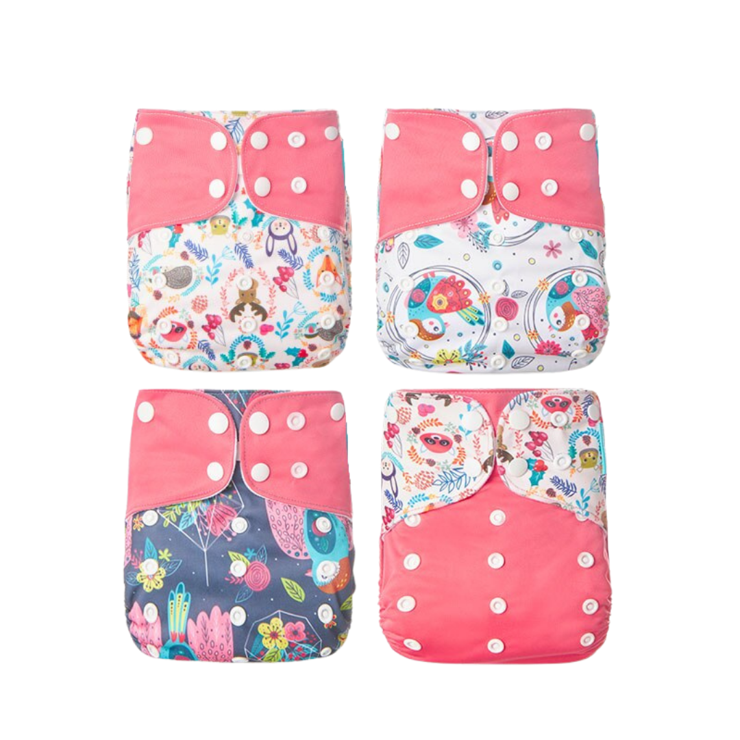 Sustainable baby care solution: charmingly printed reusable cloth diaper for daily use.