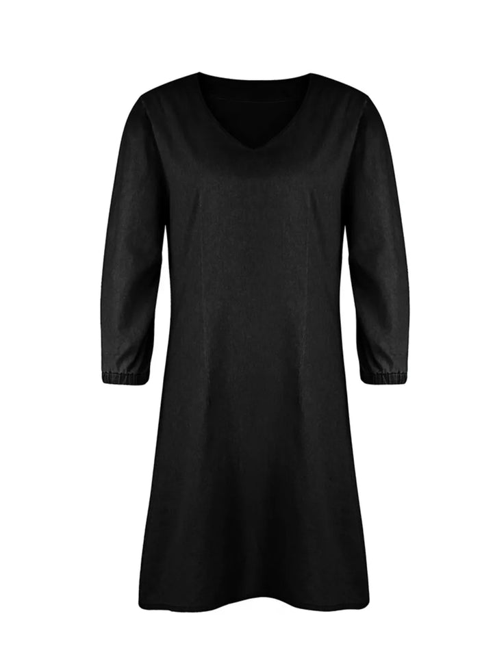 Everyday essential: women's V-neck casual dress with half sleeves, easy to style & wear.