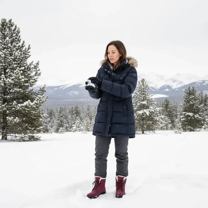 Stylish women's cold weather boots in brown, with excellent grip and traction.