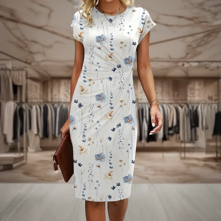 Elegant women's wrap midi dress in a flattering silhouette, perfect for summer casual or day wear.