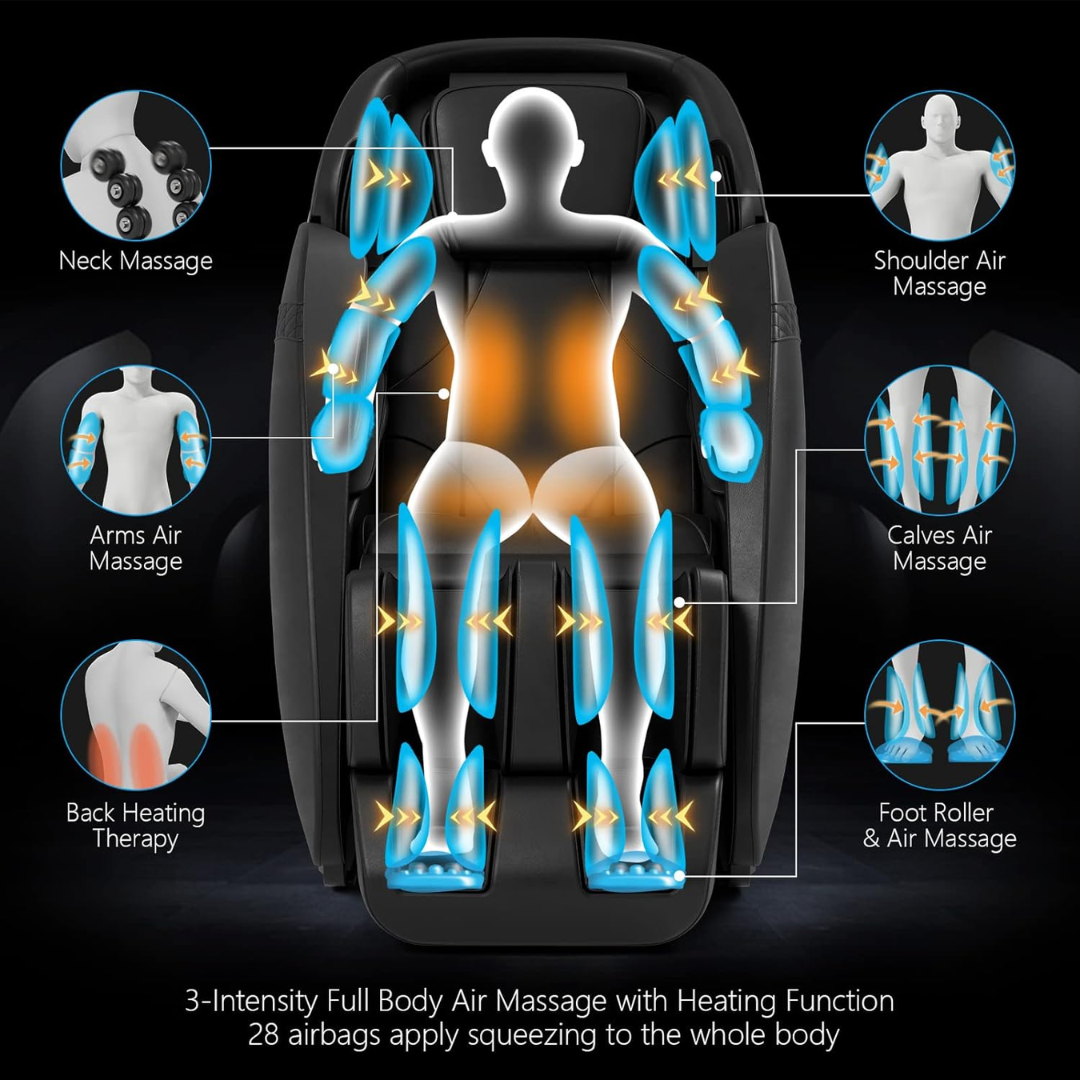 Close-up of the heated massage zones on a Home Shiatsu Massager Chair for soothing full body stress relief.