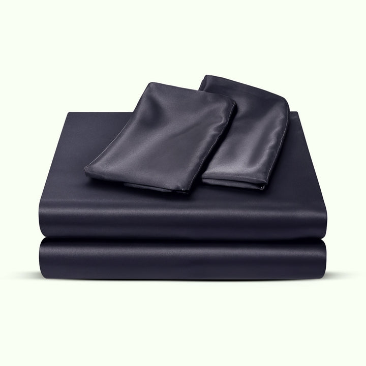 Silky soft satin bed sheets, deep pocket design for thick mattresses. Luxurious & comfortable sheet set.