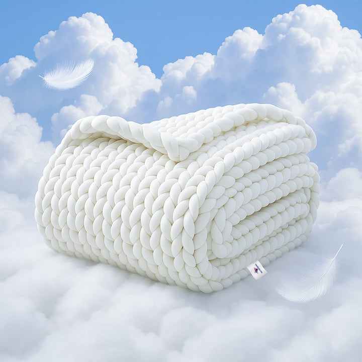 Soft handwoven chunky knit throw blanket, perfect for cozy warmth and stylish home decor.