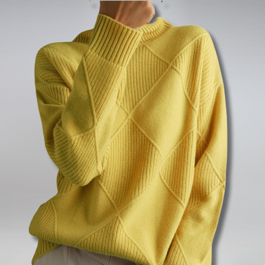 Stylish women's long-sleeve turtleneck sweater. Effortlessly elegant and cozy for winter fashion.