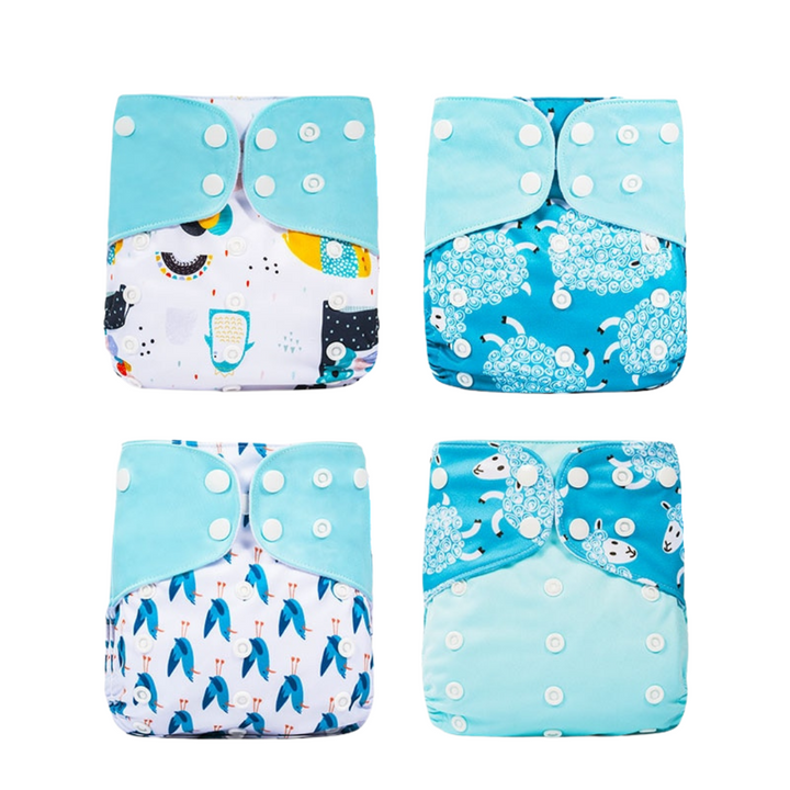 Full set of eco-friendly, reusable cloth diapers for babies, a complete sustainable pack.