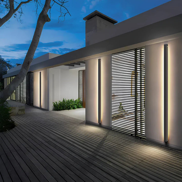 Modern outdoor wall sconce, weatherproof LED facade light by Nvroome. Contemporary exterior lighting for home decor.